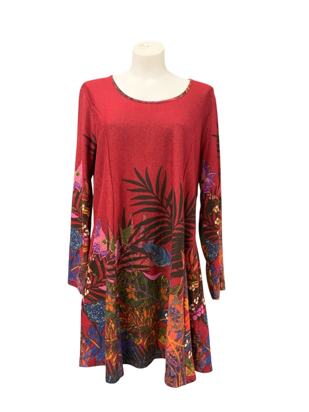 Women's Red Floral Print Tunic Top
